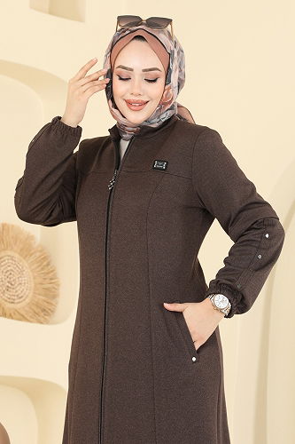 moda selvim Abaya 2281OZT1013 Brown - Thumbnail