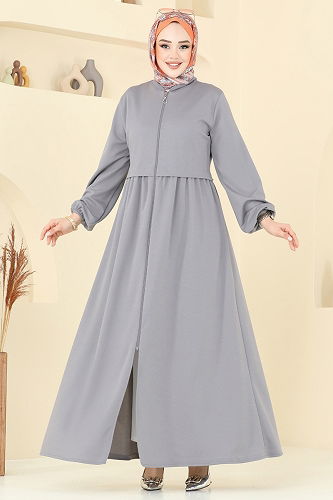 moda selvim Abaya 23002UKB139 Gray - Thumbnail