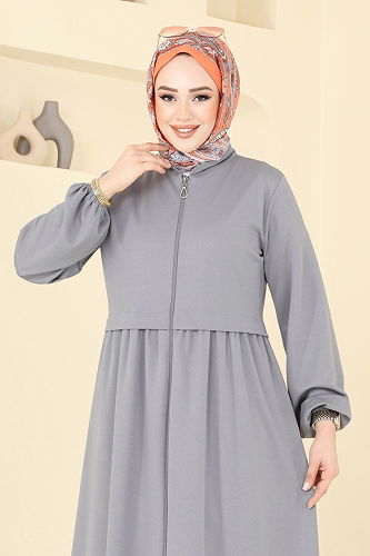 moda selvim Abaya 23002UKB139 Gray - Thumbnail