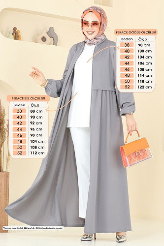 moda selvim Abaya 23002UKB139 Gray - Thumbnail