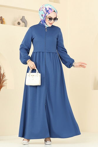 moda selvim Abaya 23002UKB139 Indigo - Thumbnail