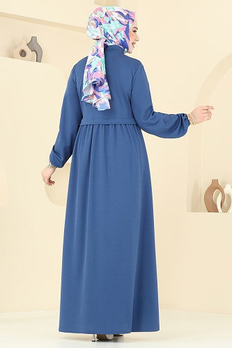 moda selvim عباءة ازرق 23002UKB139 - Thumbnail