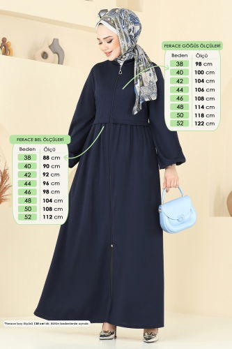 moda selvim Abaya 23002UKB139 Navy Blue - Thumbnail