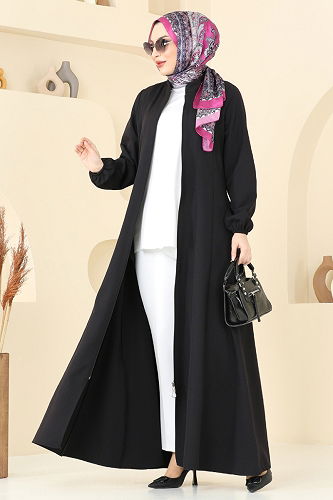 moda selvim Abaya 23003UKB139 Black - Thumbnail