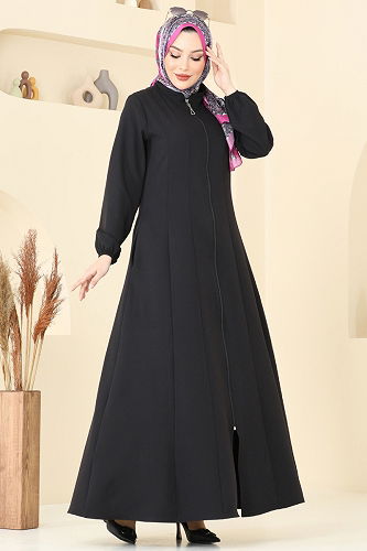moda selvim Abaya 23003UKB139 Black - Thumbnail