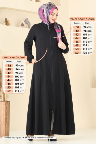 moda selvim Abaya 23003UKB139 Black - Thumbnail