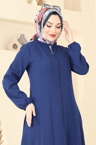 moda selvim Abaya 23003UKB139 Navy Blue - Thumbnail