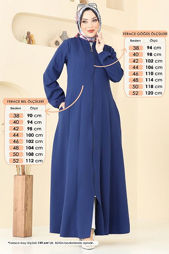 moda selvim Abaya 23003UKB139 Navy Blue - Thumbnail
