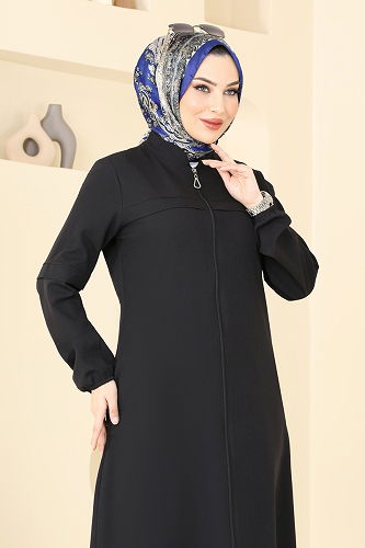 moda selvim Abaya 23006UKB139 Black - Thumbnail