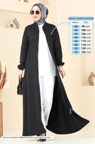 moda selvim Abaya 23006UKB139 Black - Thumbnail