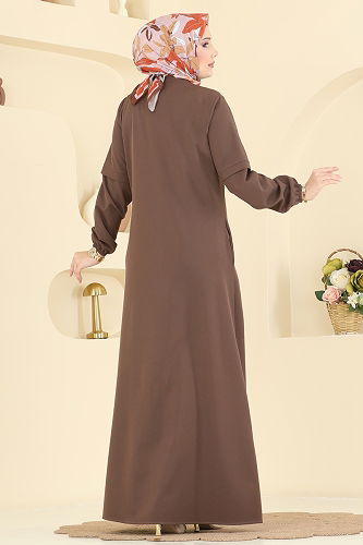moda selvim Abaya 23006UKB139 Brown - Thumbnail