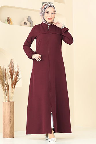 moda selvim عباءة خمري 23006UKB139 - Thumbnail