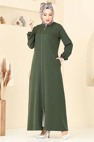 moda selvim Abaya 23006UKB139 Khaki - Thumbnail