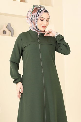 moda selvim Abaya 23006UKB139 Khaki - Thumbnail