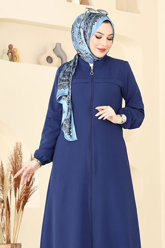 moda selvim Abaya 23006UKB139 Navy Blue - Thumbnail
