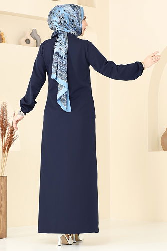 moda selvim Abaya 23006UKB139 Navy Blue - Thumbnail