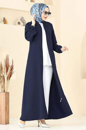 moda selvim Abaya 23006UKB139 Navy Blue - Thumbnail