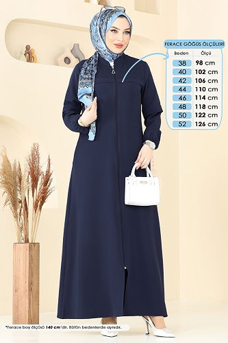 moda selvim Abaya 23006UKB139 Navy Blue - Thumbnail
