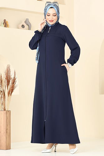 moda selvim Abaya 23006UKB139 Navy Blue - Thumbnail