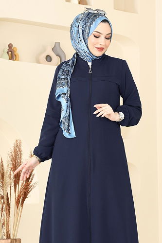 moda selvim Abaya 23006UKB139 Navy Blue - Thumbnail