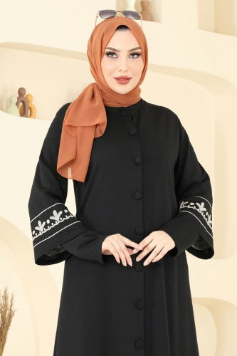 moda selvim Abaya 23007UKB139 Black - Thumbnail