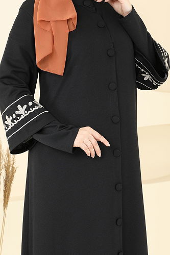 moda selvim Abaya 23007UKB139 Black - Thumbnail