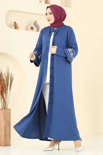 moda selvim Abaya 23007UKB139 Indigo - Thumbnail