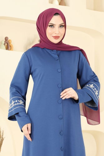 moda selvim Abaya 23007UKB139 Indigo - Thumbnail