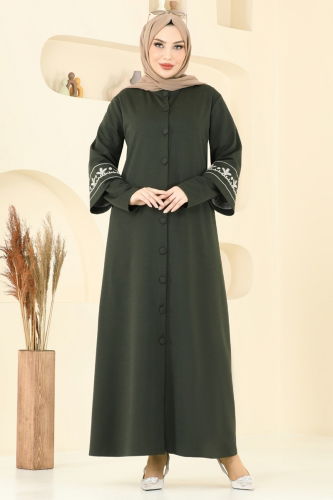 moda selvim Abaya 23007UKB139 Khaki - Thumbnail