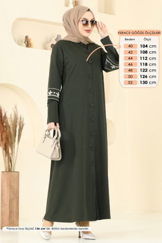 moda selvim Abaya 23007UKB139 Khaki - Thumbnail