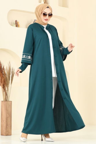 moda selvim عباءة بترولي 23007UKB139 - Thumbnail