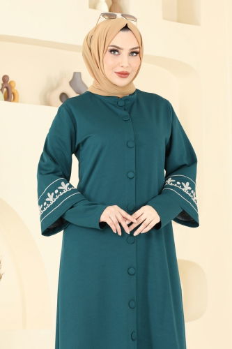 moda selvim عباءة بترولي 23007UKB139 - Thumbnail
