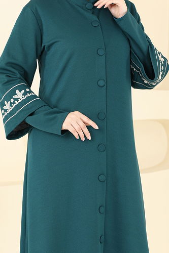 moda selvim عباءة بترولي 23007UKB139 - Thumbnail