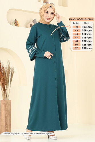 moda selvim عباءة بترولي 23007UKB139 - Thumbnail