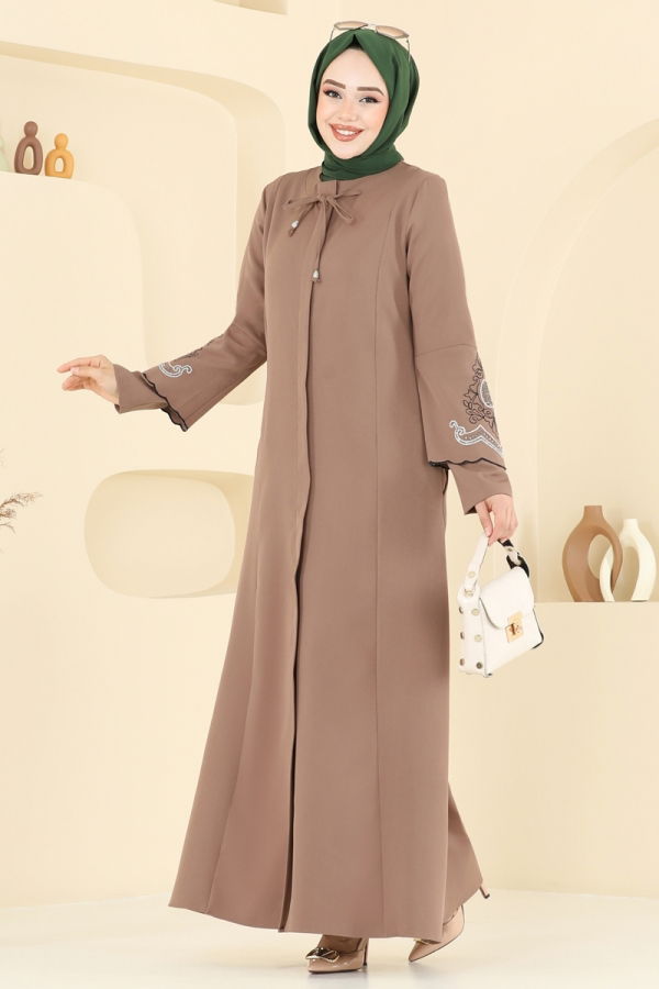 Modaselvim عباءة عباءة بيج غامق 23013UKB139
