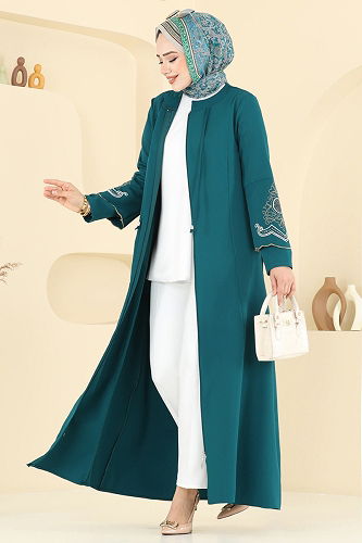 moda selvim Abaya 23013UKB139 Petroleum - Thumbnail