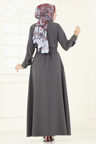moda selvim Abaya 23021UKB139 Anthracite - Thumbnail