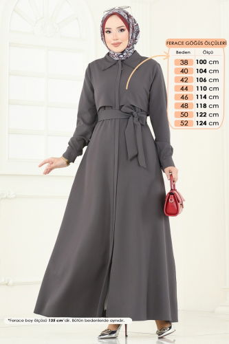 moda selvim Abaya 23021UKB139 Anthracite - Thumbnail
