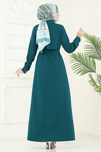 moda selvim Abaya 23021UKB139 Petroleum - Thumbnail