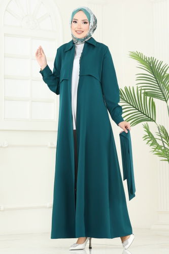 moda selvim Abaya 23021UKB139 Petroleum - Thumbnail