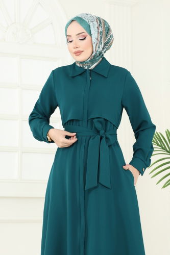 moda selvim Abaya 23021UKB139 Petroleum - Thumbnail