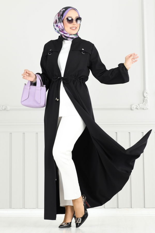 Modaselvim خصم صافٍ20%+20% في سلة التسوق عباءة أسود 23024UKB139