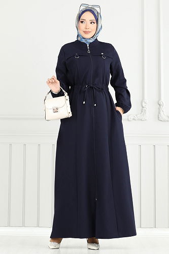 moda selvim Abaya 23024UKB139 Navy Blue - Thumbnail