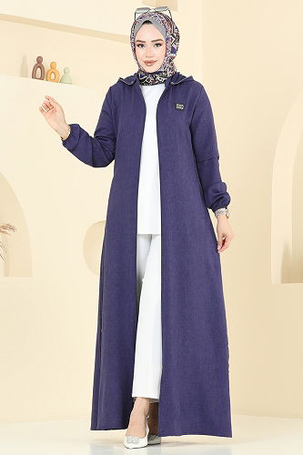 moda selvim Abaya 23027UKB139 Navy Blue - Thumbnail