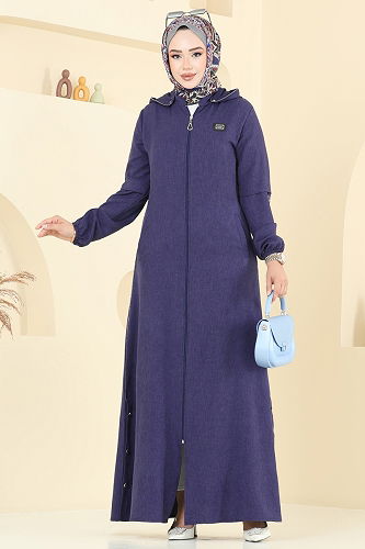 moda selvim Abaya 23027UKB139 Navy Blue - Thumbnail