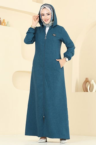 moda selvim Abaya 23027UKB139 Petroleum - Thumbnail