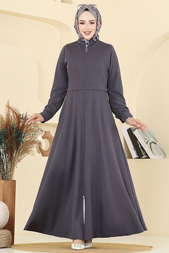 moda selvim Abaya 23032UKB139 Anthracite - Thumbnail