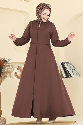 moda selvim Abaya 23032UKB139 Light Brown - Thumbnail