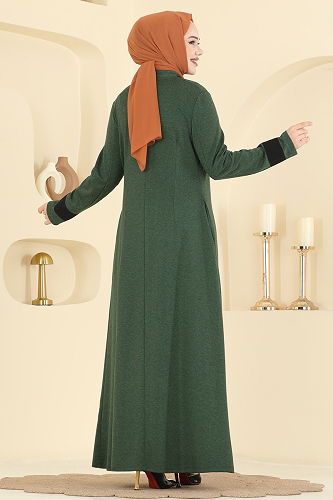 moda selvim Abaya 2319ASMK1074 Emerald - Thumbnail