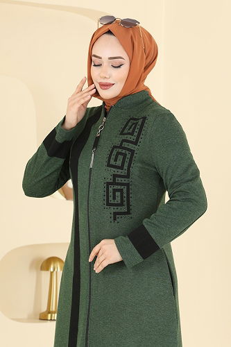 moda selvim Abaya 2319ASMK1074 Emerald - Thumbnail